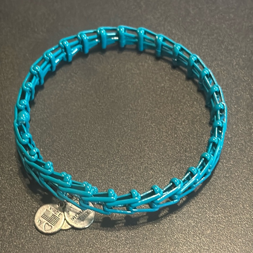 Alex and Ani teal blue vintage 66 wrap bracelet